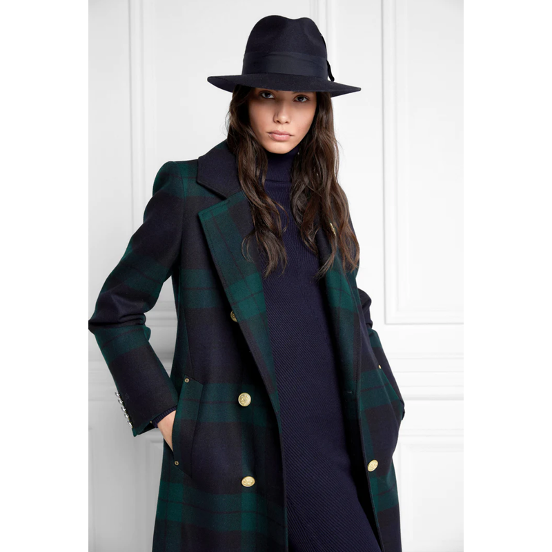 Holland Cooper Trilby Hat Spot Feather - Ink Navy-4